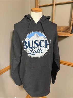 Brew City Charcoal gray Busch Latte hoodie  Sweatshirt size large